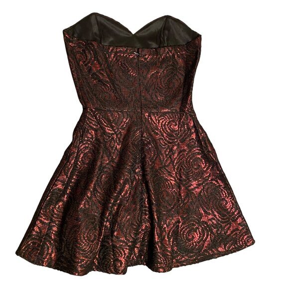 Strapless Red & Black Lace Fit & Flare Womens Dress Size M - Picture 2 of 10